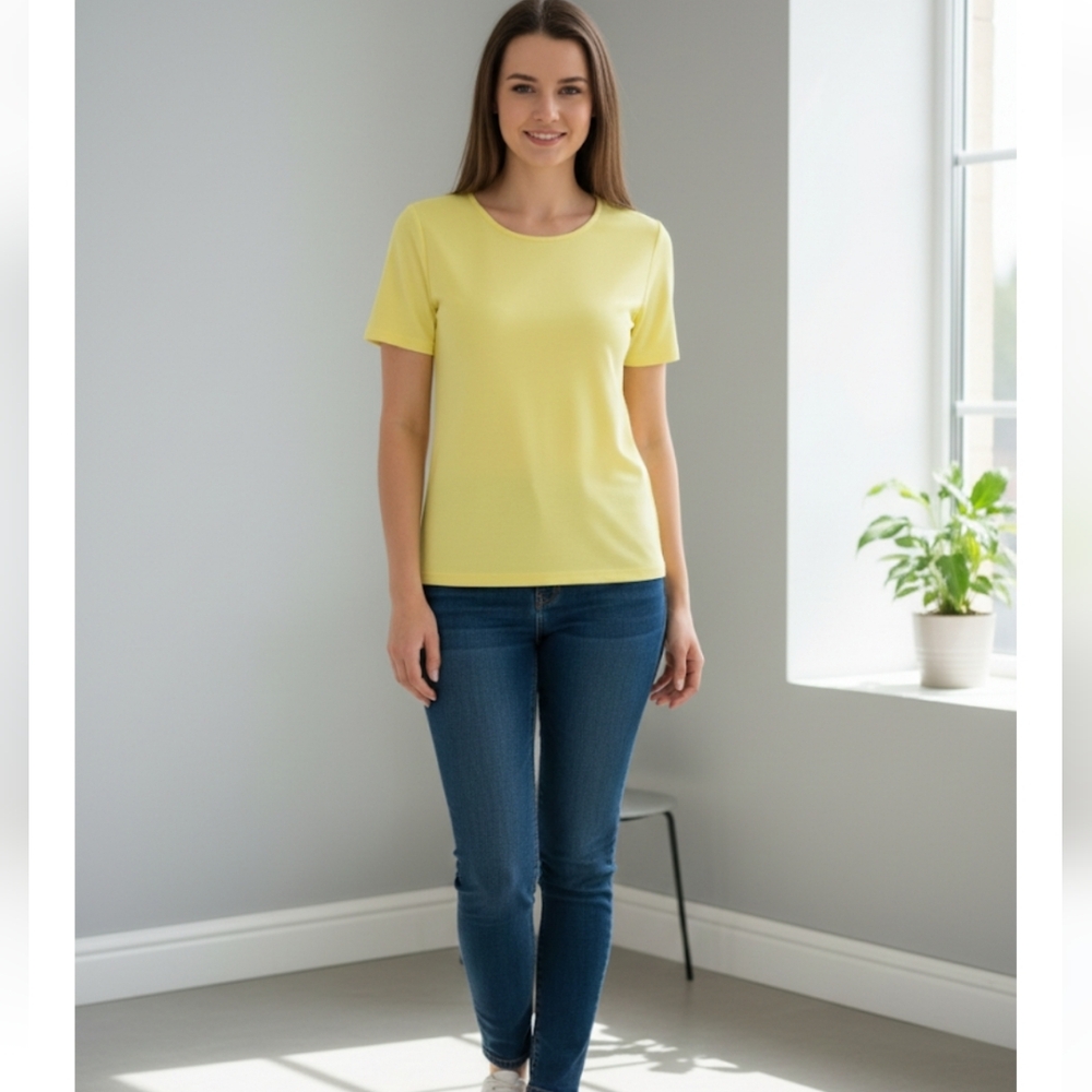 SHEIN M Front/Back Tie Yellow Blouse Top EUC